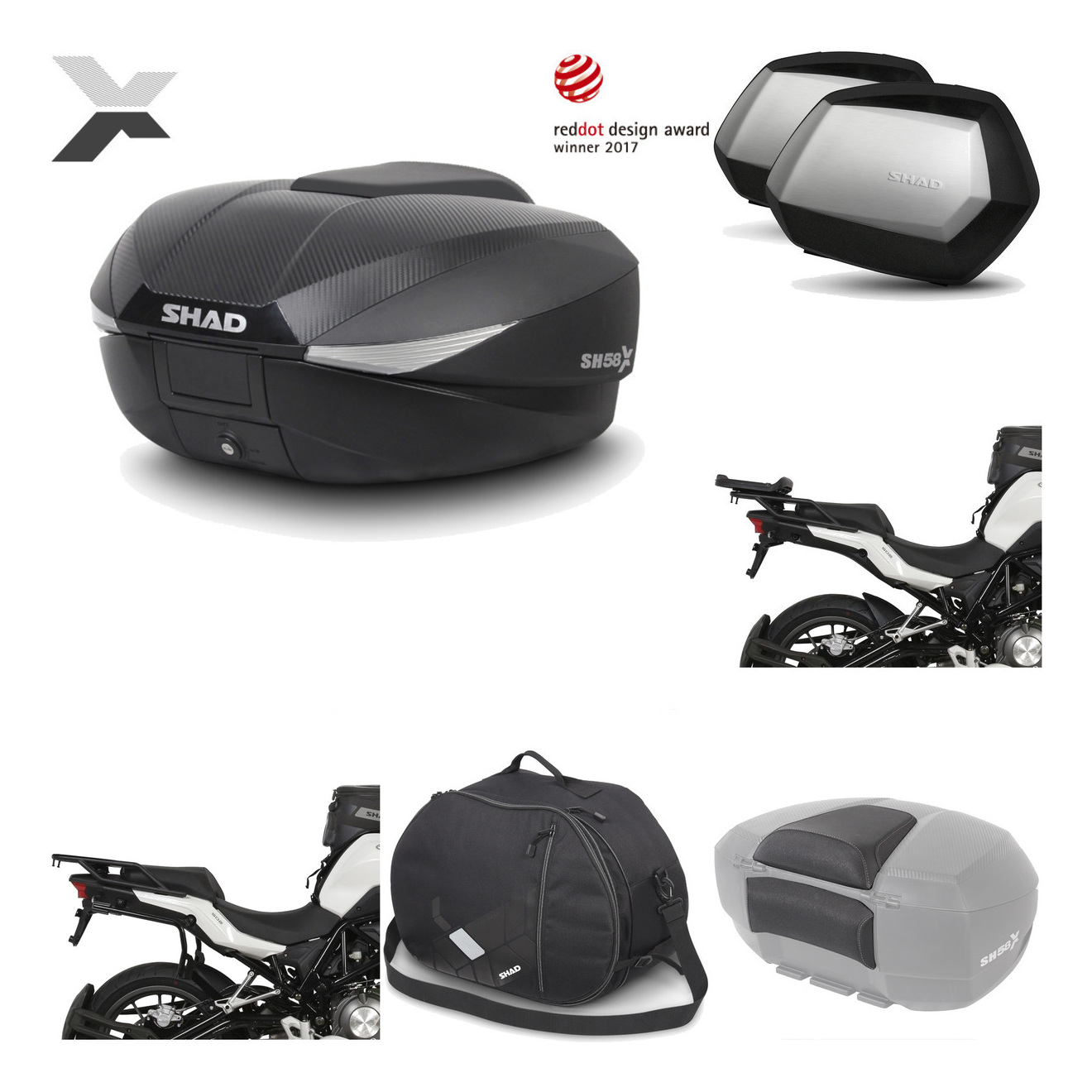 Maletas Laterales + Baul Trasero + Herraje Montaje + Accesorios + Herraje 3P Sh58x Sc Sh35 Premium KIT-194214