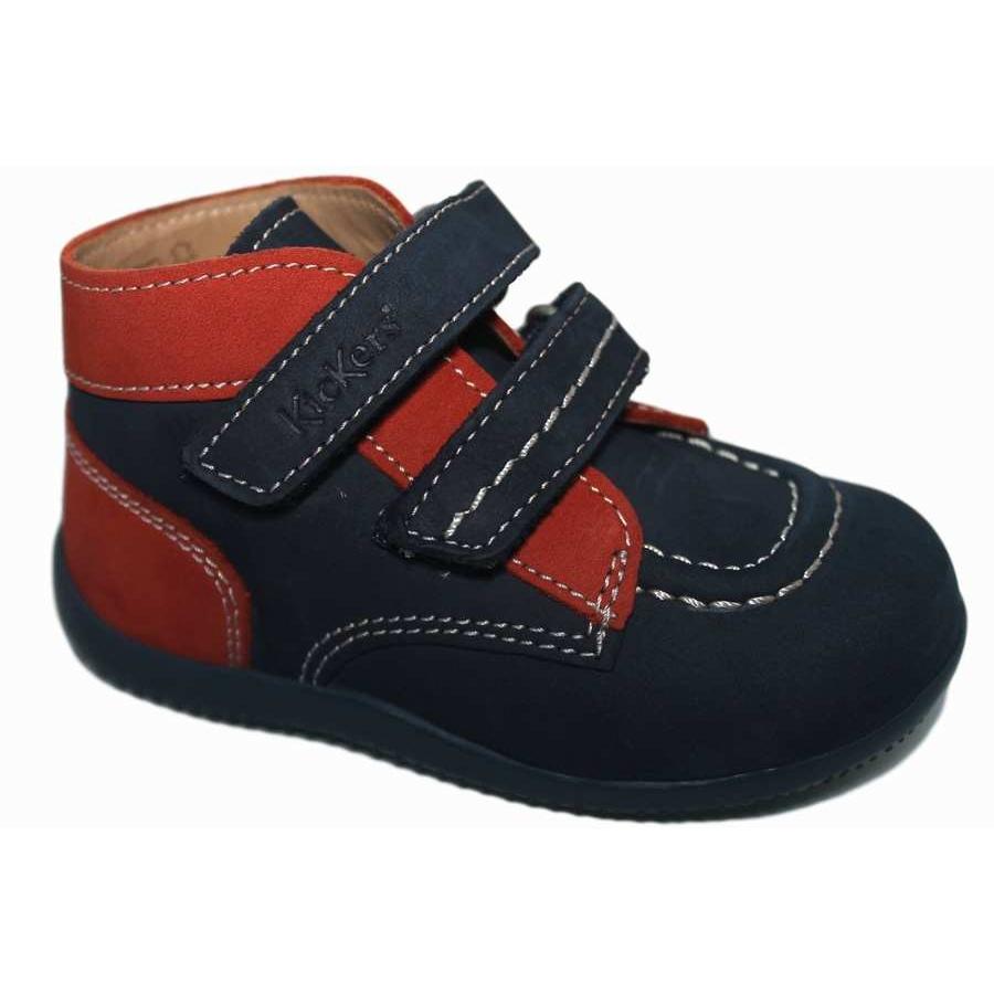 botas kickers bonkro azul marino y naran