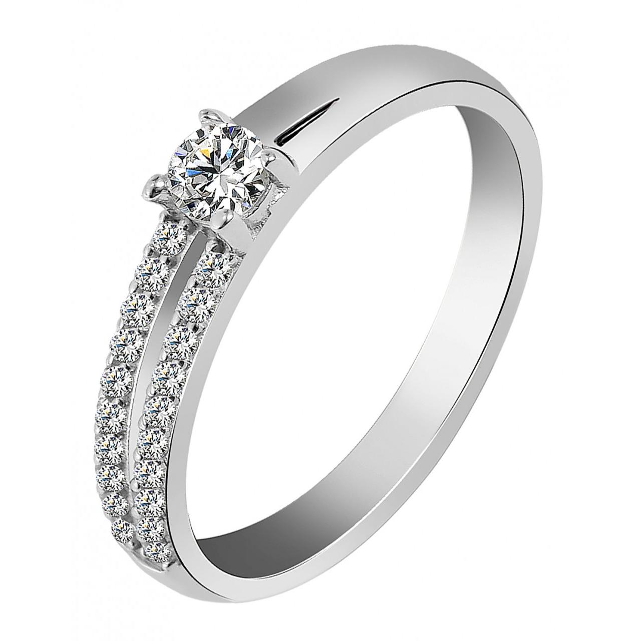 Anillo em Prata de Lei 925 Halla com Zircónias Banhado a Ródio - Tam.50
