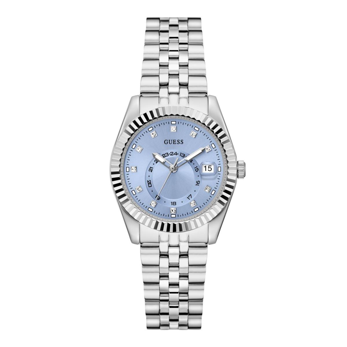 Guess Reloj Mujer Caja De Acero Reciclado Pulsera Acero Reciclado De Color Plateado Resistente Al Agua 3 Atm Gw0936l1