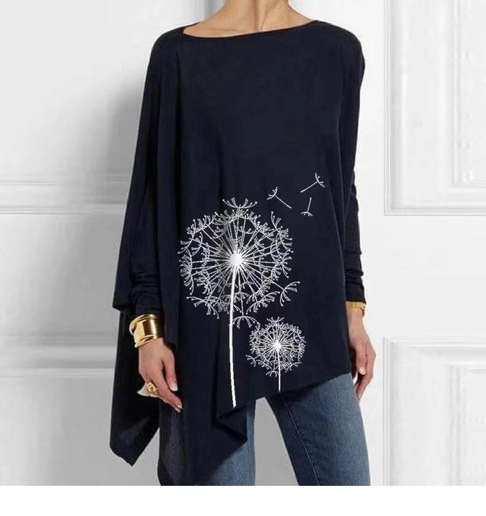 TK Blusa De Mujer Algodón Casual Manga Larga Cuello Redondo Tunicato Primavera Estilo O-Neck Irregular Blusas De Poliéster Y Algodón