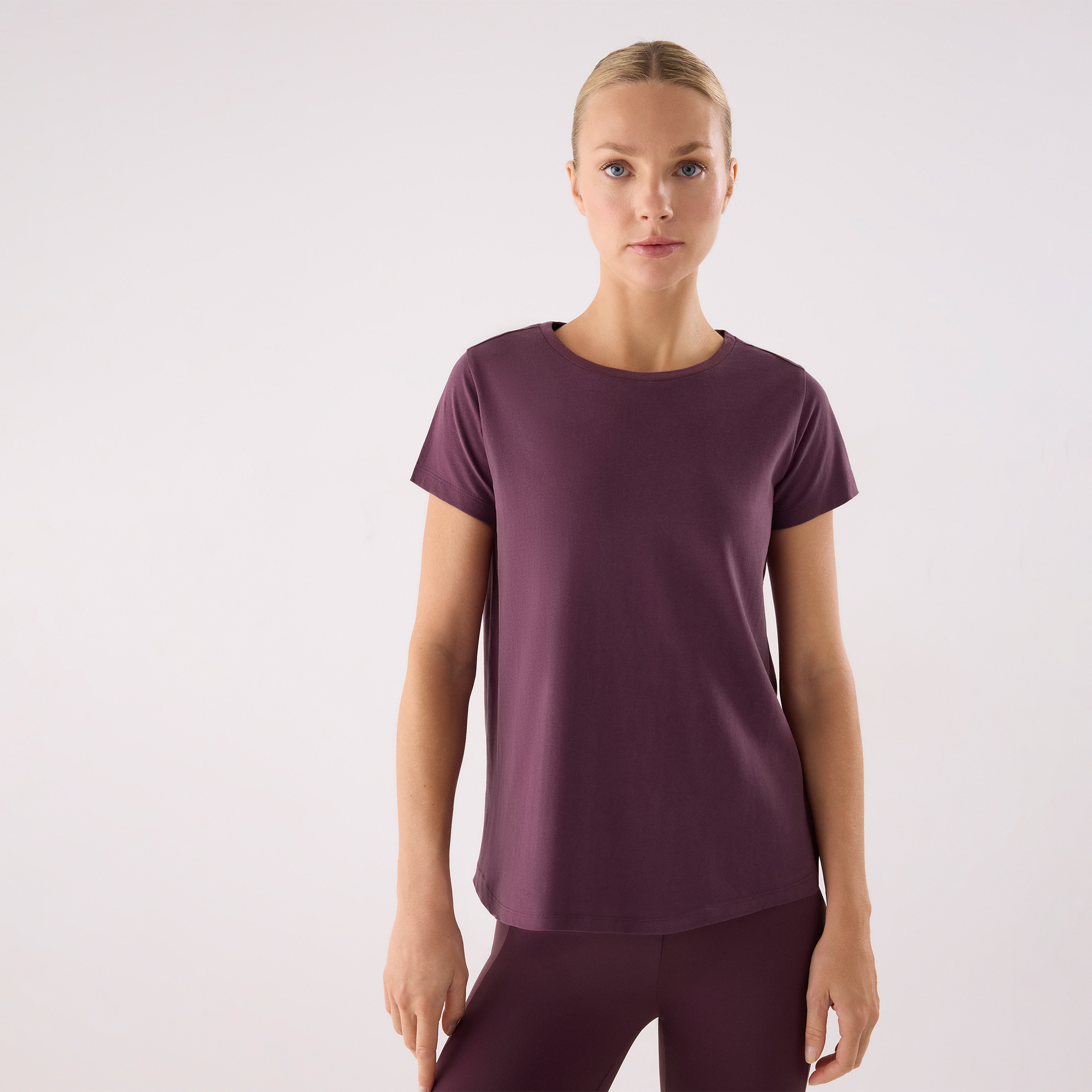 Ysabel Mora - Camiseta algodón básica estilo deportivo burdeos