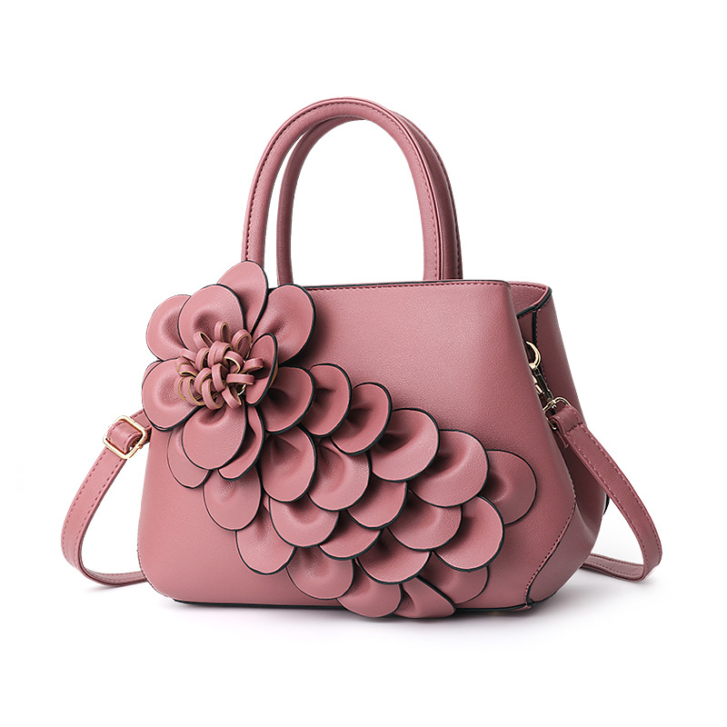 Bolso bandolera de cuero de la PU de las mujeres de la flor 3D de la manija superior de las señoras