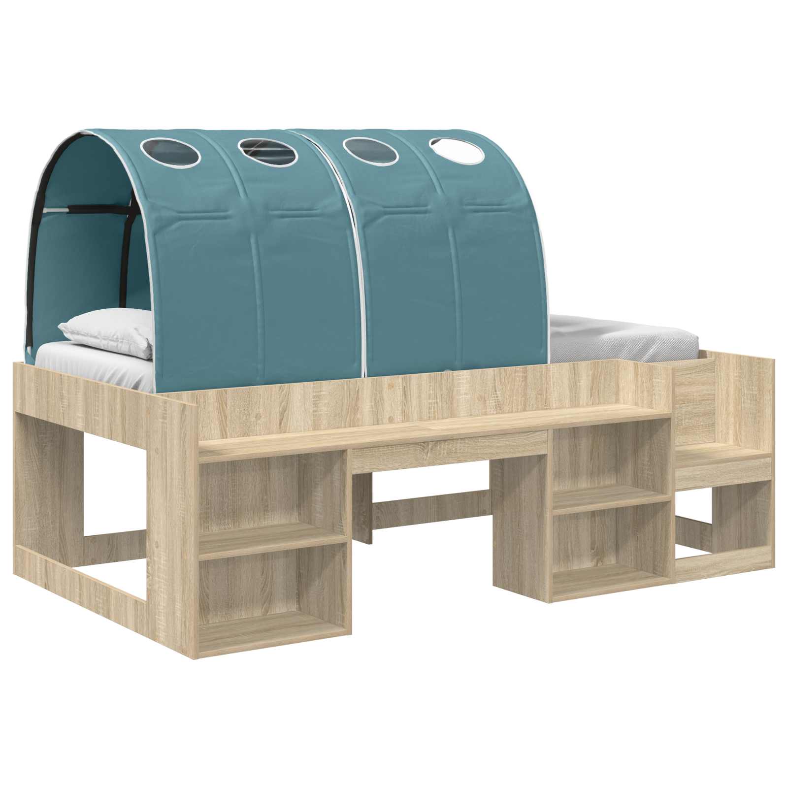 vidaXL Cama con túnel 3 uds. Madera de ingeniería 98.5 x 200 cm Multicolor
