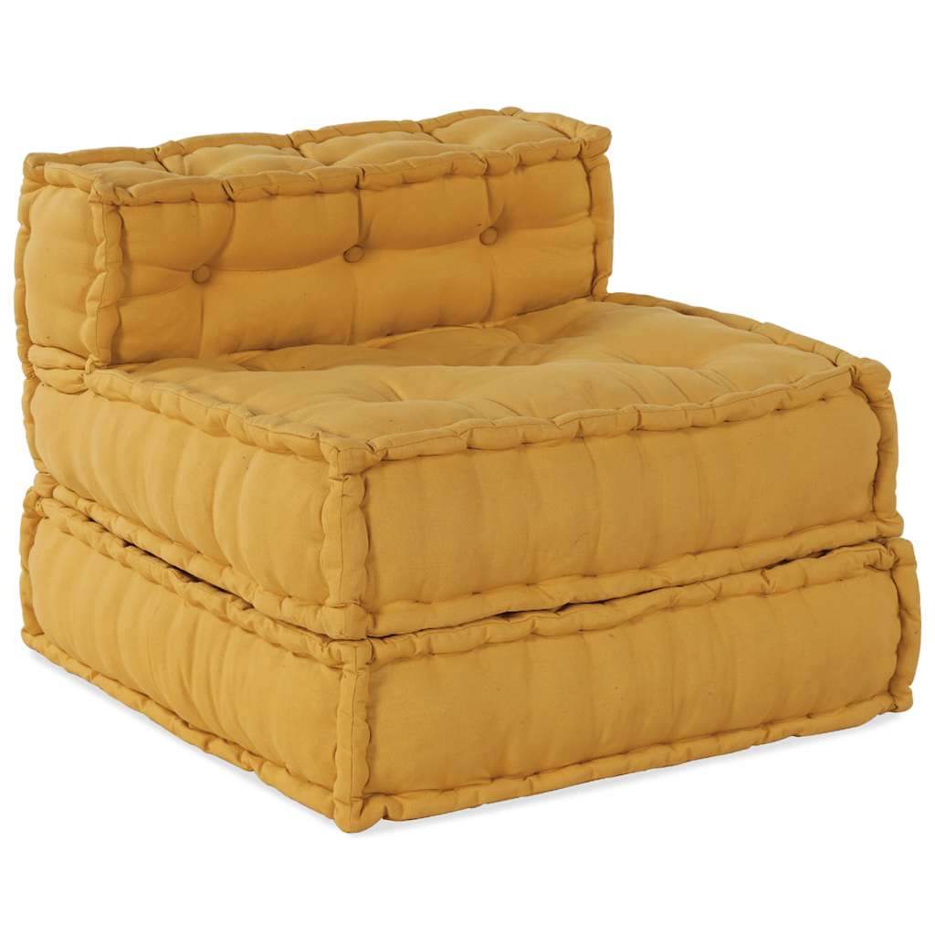 vidaXL Puf modular de tela 70x70x54 en color Amarillo/Crema/Verde y más