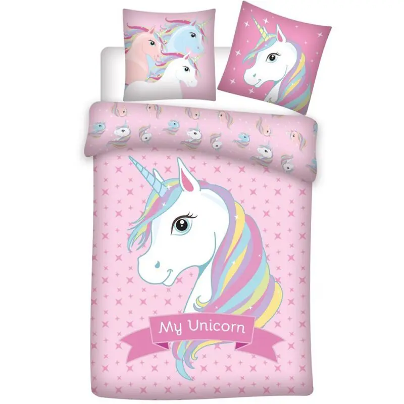 Funda Nórdica Microfibra Unicornio 140x200cm. Producto Oficial Producto Escolar Para Niños y Niñas