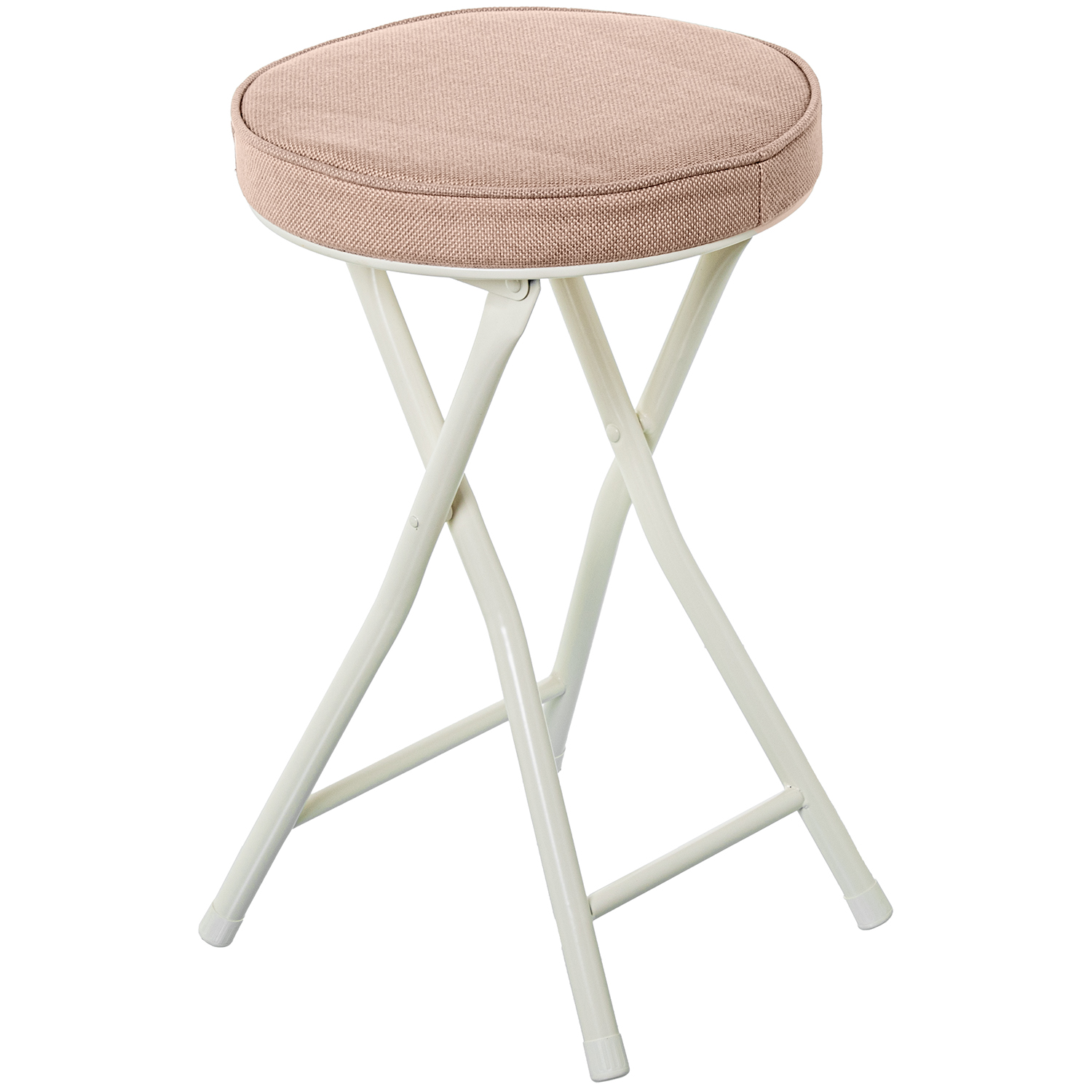 Taburete plegable metal blancotela beige 30x49cm