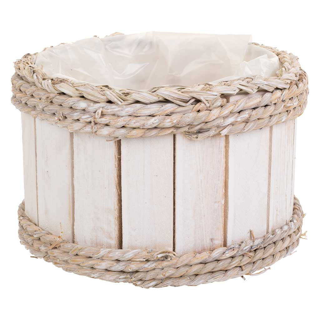 Wonderlust Deco - Cesto de madera y cuerda blanco d20x12/21 Blanco D20x12/21h cm