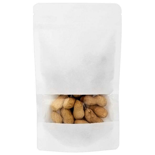 MONOUSO | Bolsa Doypack Autocierre Zip y Ventana Blanco 25+12x35cm (50 Uds)