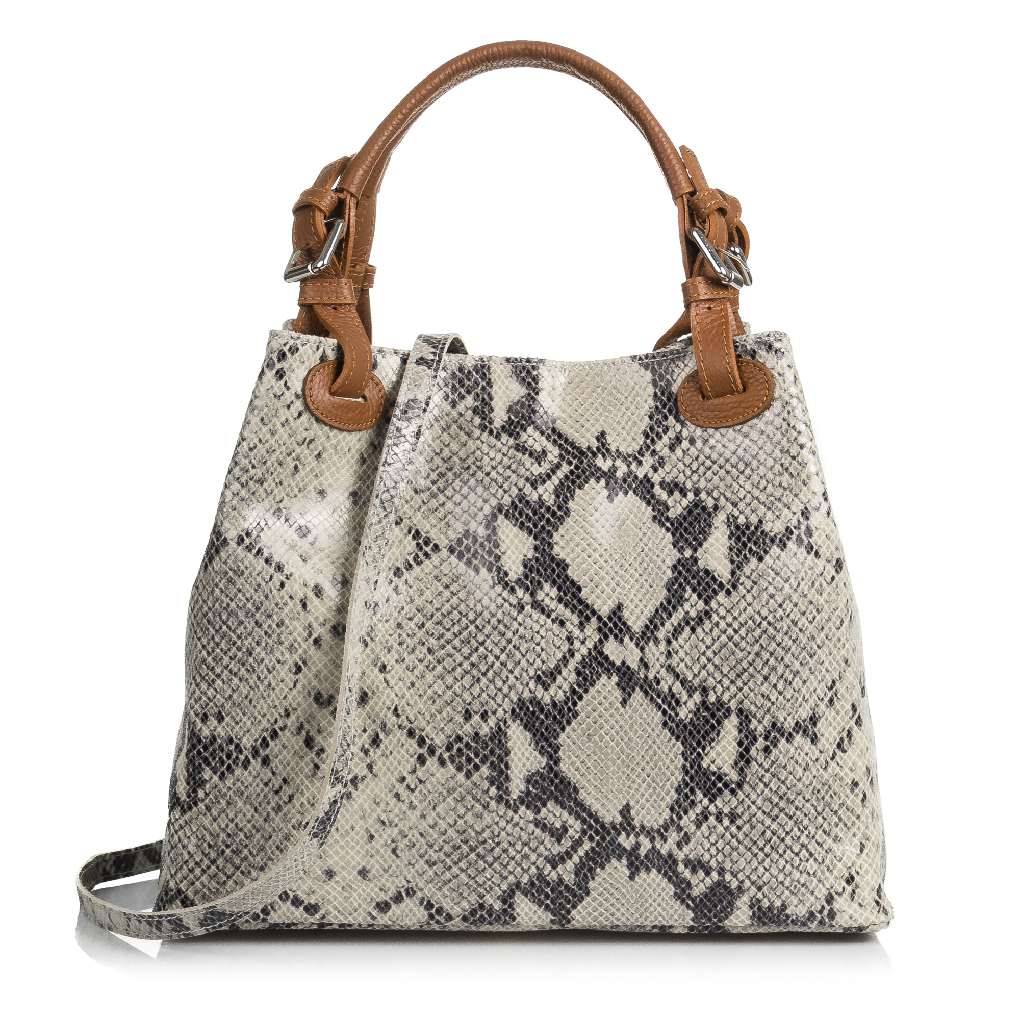 Firenze Artegiani. Emanuela Bolso tote Mujer.Piel auténtica Gamuza Pitón Dollaro . Made in Italy. Vera Pelle Italiana.