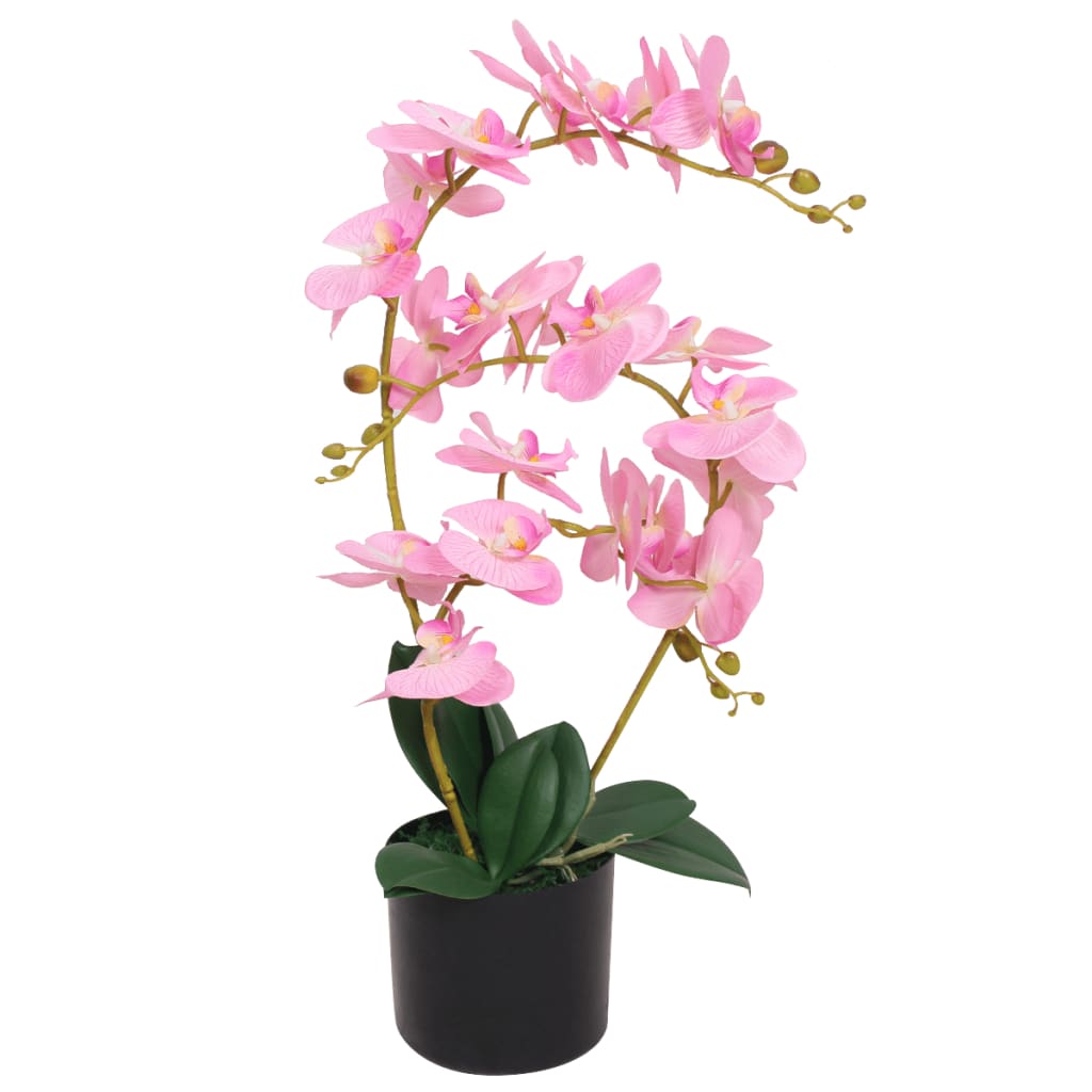 vidaXL Planta Artificial Orquídea con Macetero Altura Total 65 cm Color Blanco,  Rosa, y mas