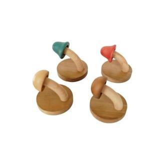 CA Paquete de 4 ganchos de almacenamiento con forma de hongo, de madera, de 7,2 cm, ideales para decorar puertas y ropa.