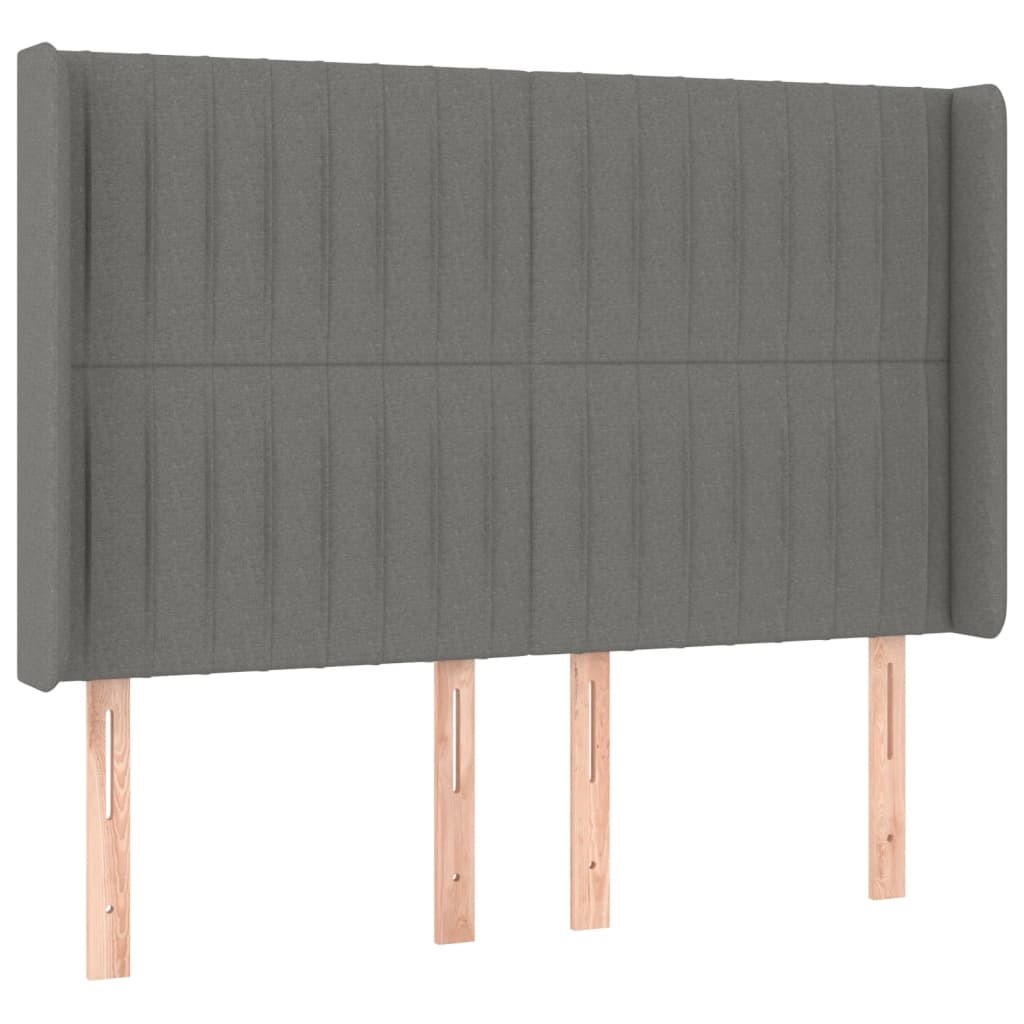 vidaXL Cabecero con LED de tela gris oscuro 147x16x118/128 cm