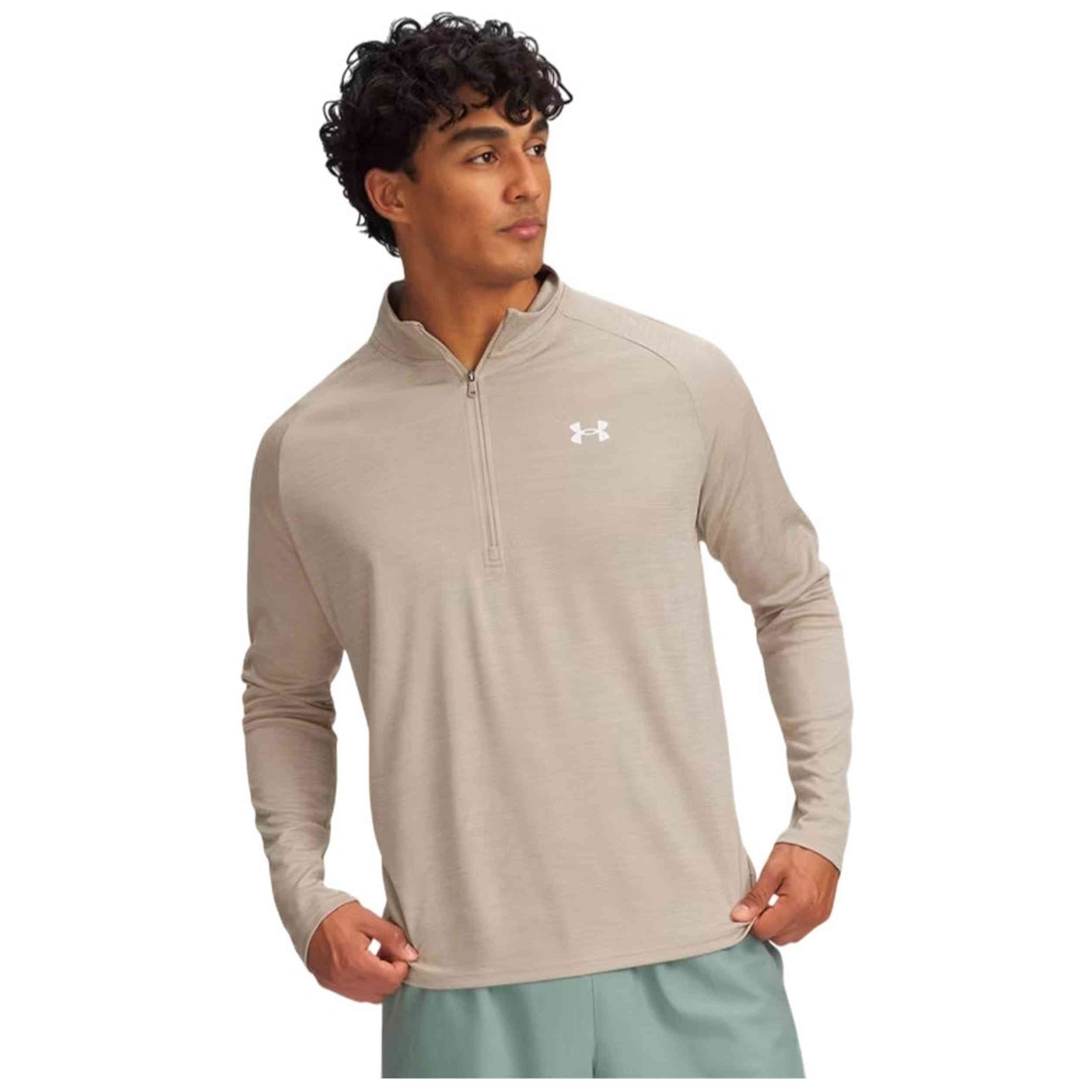 Camiseta De Manga Larga Under Armour modelo UA Tech Textured 1/2 Zip para Hombre en color Marron