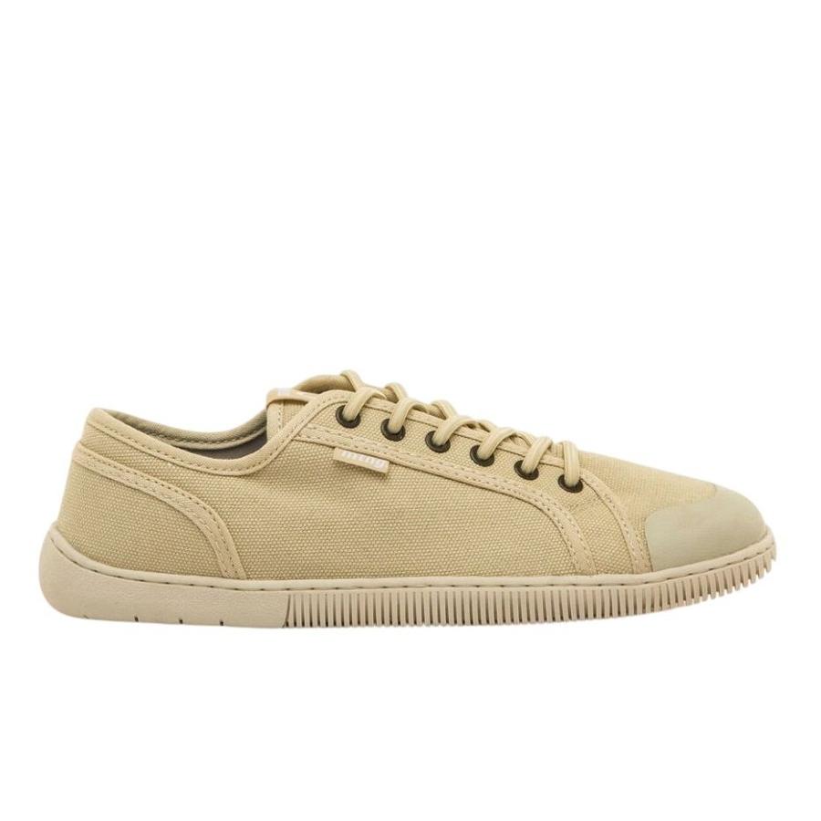 Zapatillas niño y niña Mustang free barefoot color Yorex ecru crudo con cierre de cordones calzado respetuoso textil para juniors y con plantilla de trasición para los que no estan acostumbrados al calzado barefoot muy comodas y veganas