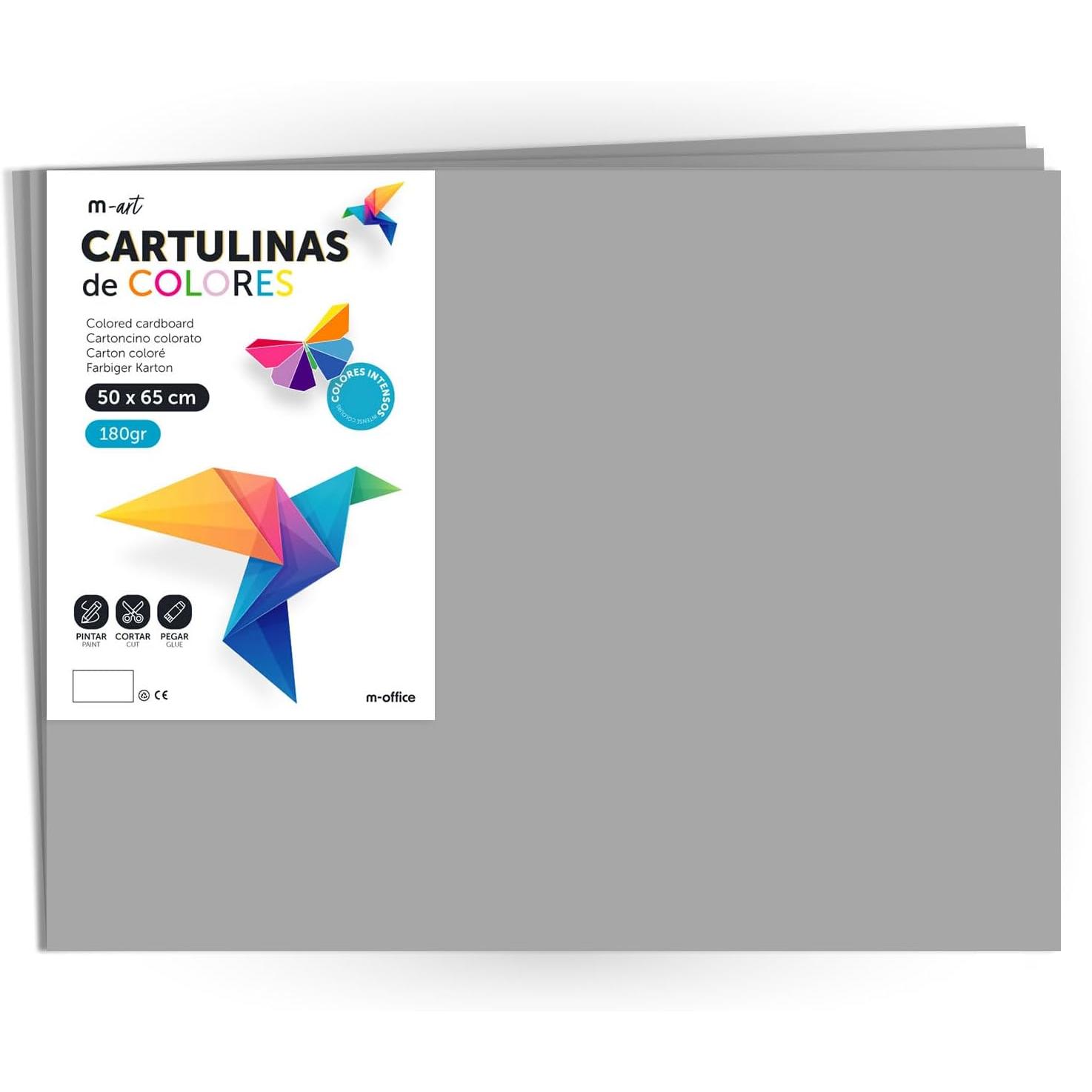 Pack 25 Cartulinas Color Amarillo Fuerte Tamaño 50X65 180g