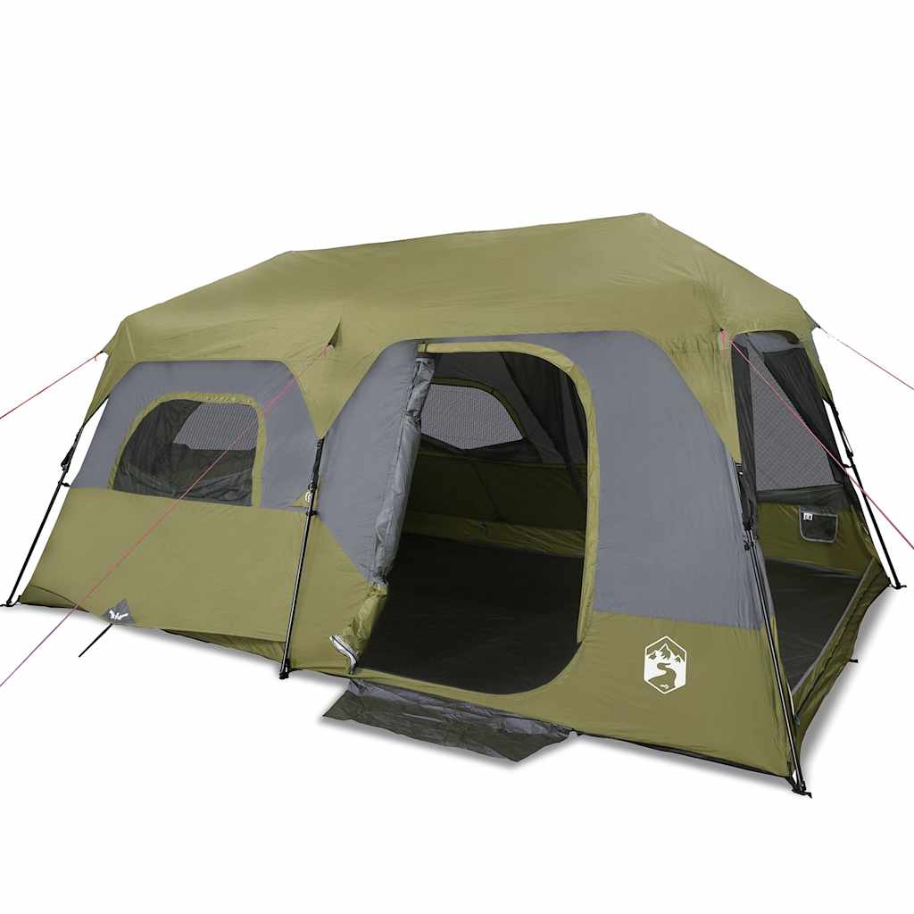 vidaXL Tienda familiar 9 personas impermeable apertura rápida verde