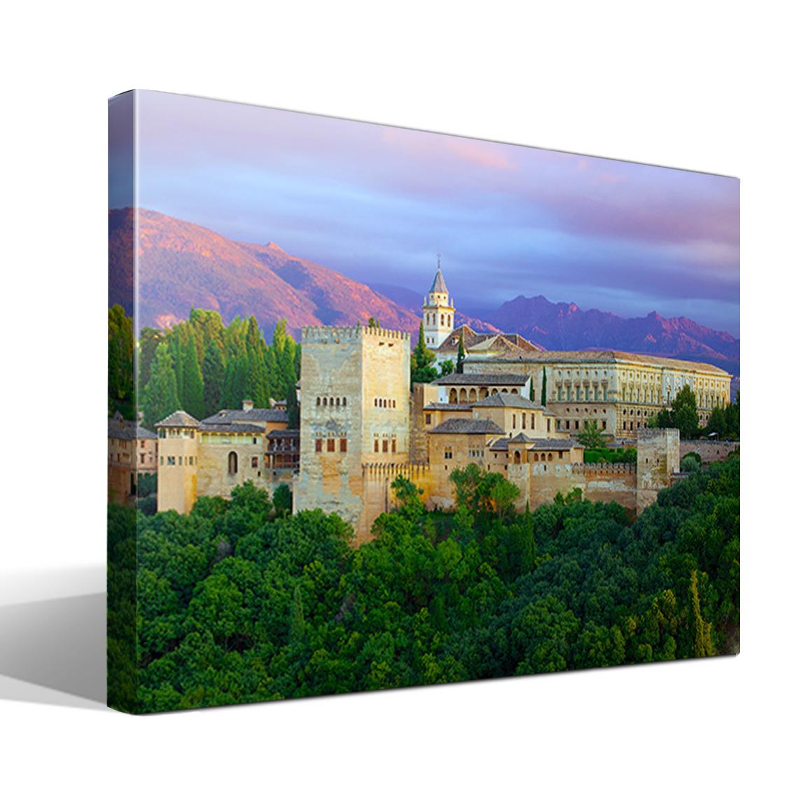 Cuadro Canvas La Alhambra de Granada Desde el Mirador de San Nicolás - Alta Resolución - Lienzo 100% Algodón - Bastidor de Madera - Fabricado en España