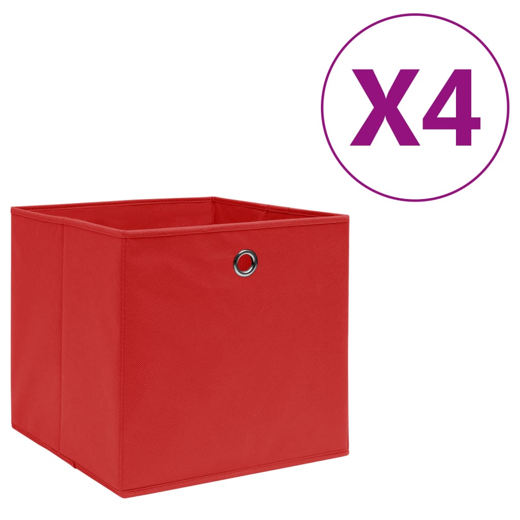 vidaXL Cajas de Almacenaje Cofres Plegables Organizadores 4 uds Tela Color Rojo oscuro,  Amarillo,  Azul y mas