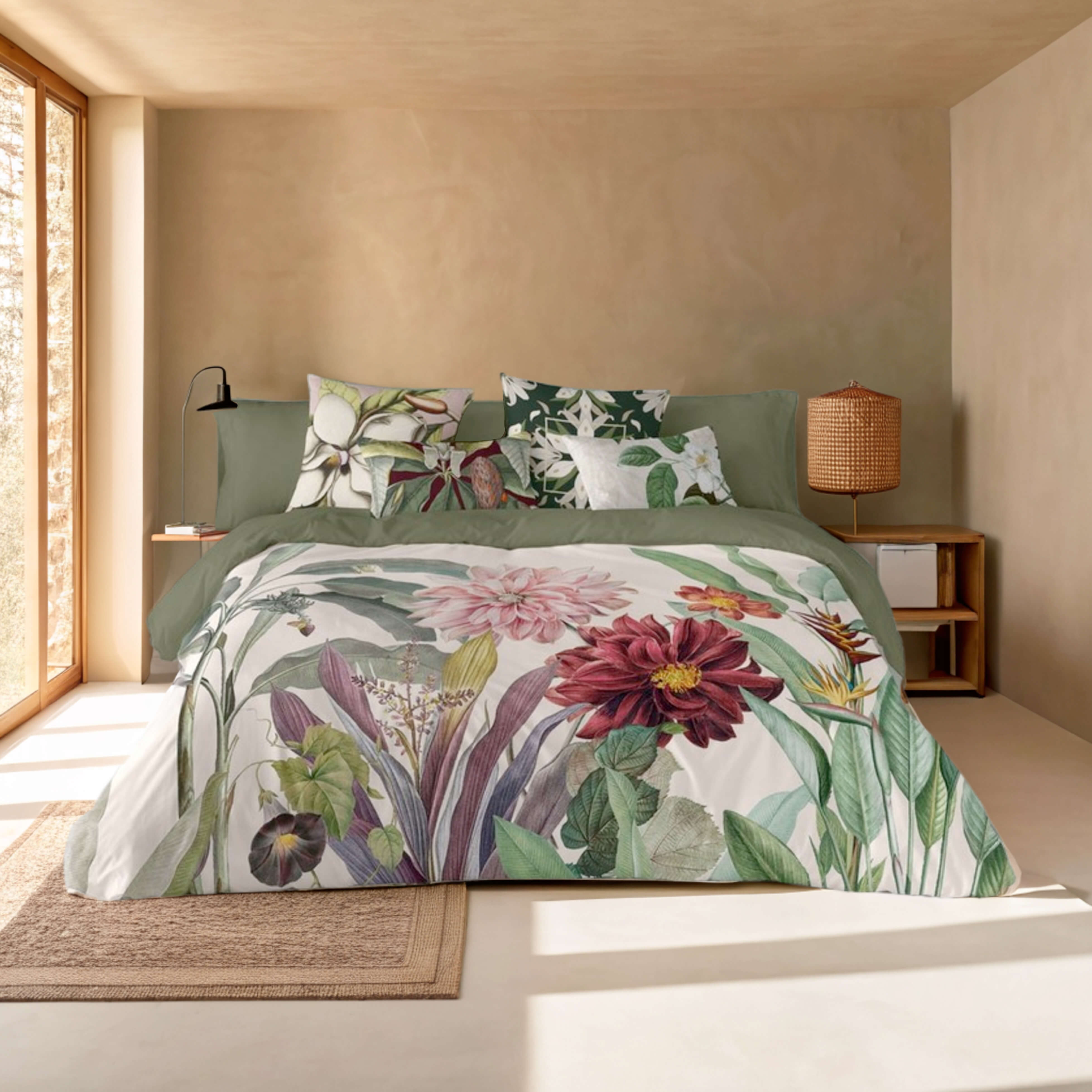 NATURALS - Funda Nórdica Estampada - 100% Algodón Extra Suave - Incluye Funda Nórdica + 1 o 2 Fundas de Almohada - Fabricado en España - Modelos Florales - Cama 90/135/150/180