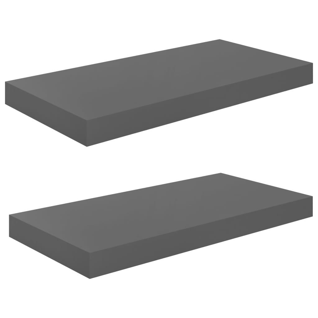 vidaXL Estantes flotantes de pared 2 uds MDF 50x23x3,8 cm Blanco brillante, negro brillante, gris brillante Mueble Almacenaje Estantería para Oficina, Estudio, Dormitorio Estantería/Librería/ mueble de Almacenamiento