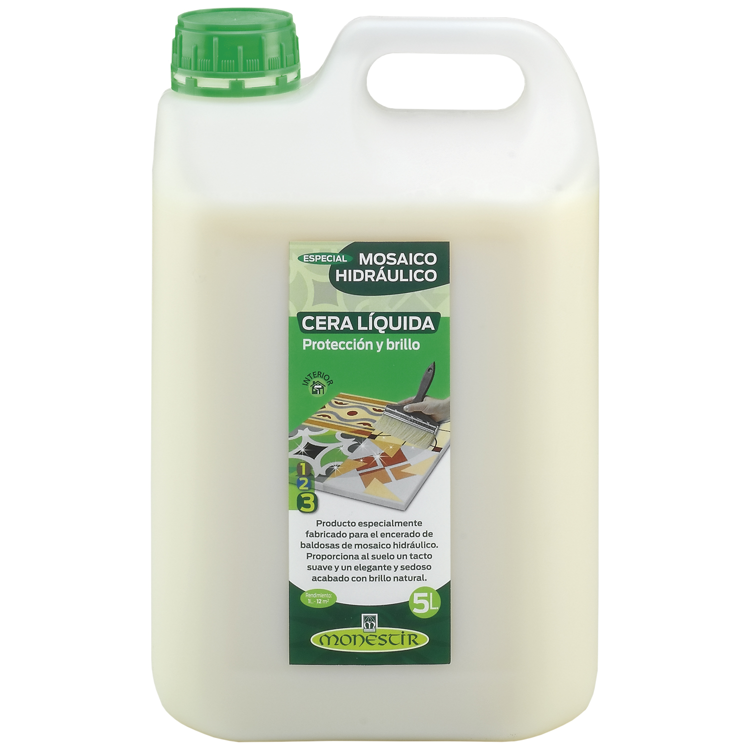 Monestir - Cera Líquida Ecológica Brillo 5L para Baldosas Hidráulicas - Protección Extra y Brillo Natural