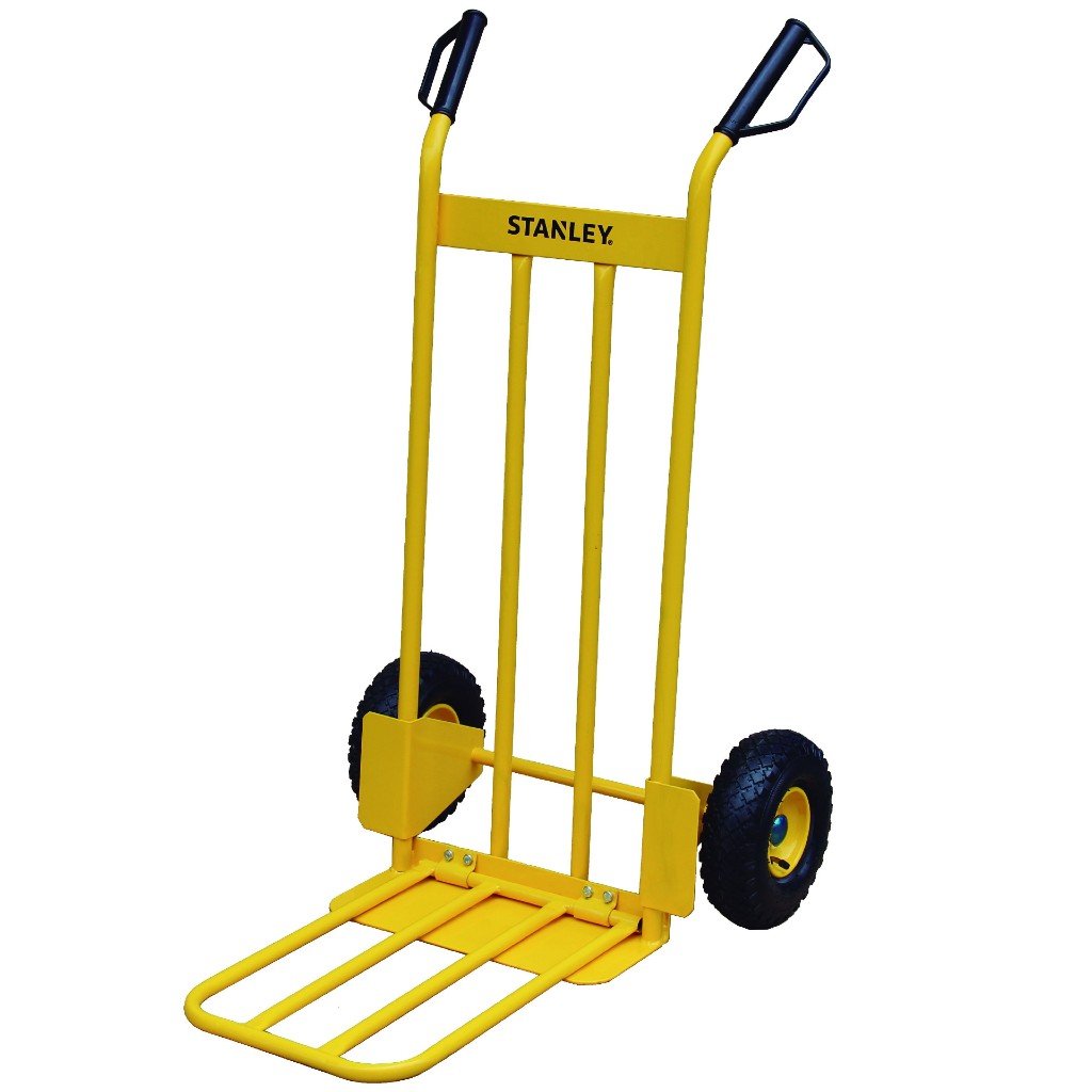 Bricoloco.com Carretilla De Mano y Plegable de Carga, Hasta 200 Kgs, Pala Abatible, Mango con Protección Nudillos