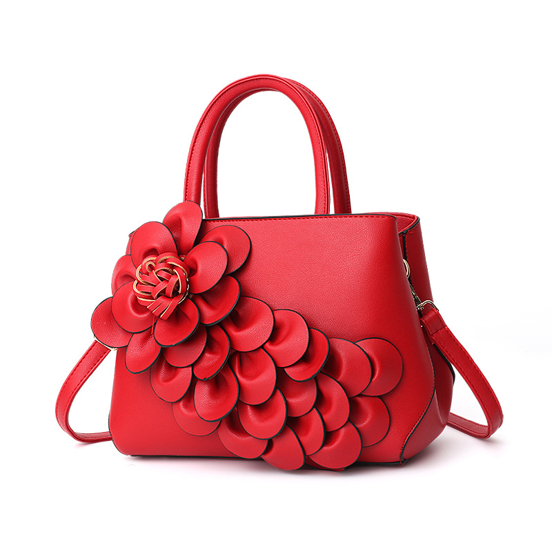 Bolso bandolera de cuero de la PU de las mujeres de la flor 3D de la manija superior de las señoras