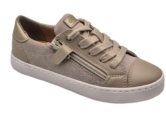 Geox - Zapatillas casual para niñas modelo J45D5A en color beige, cómodas y transpirables para uso diario en entornos urbanos y escolares