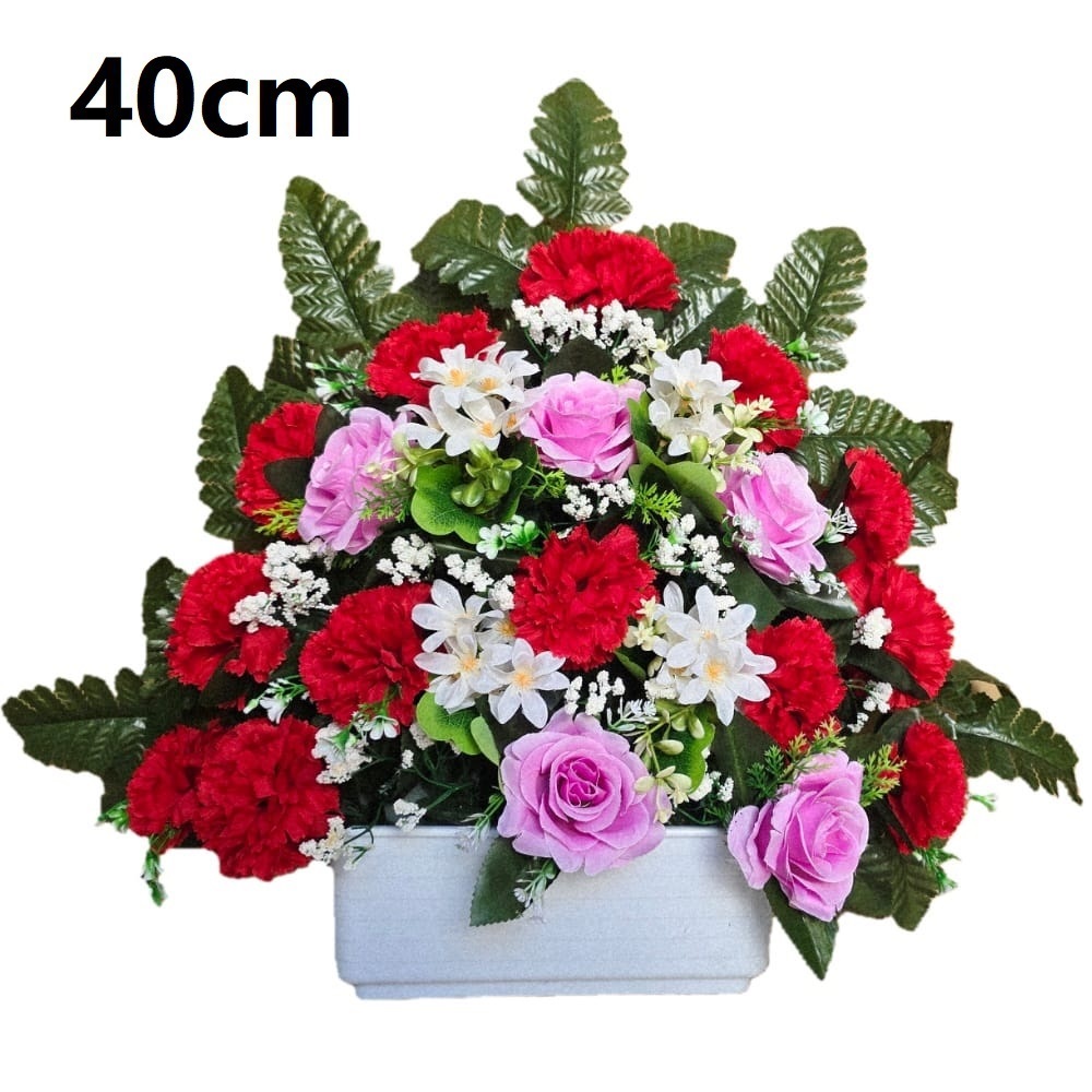 Flores artificiales para cementerio,Centro Flores para santos duraderas de tela con maceta,Gerimport,Envios desde España