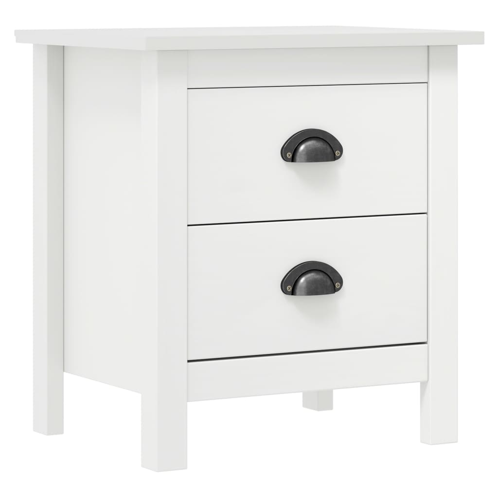 Vidaxl Mesita Noche Hill 2 Unidades Madera Maciza Pino 46x35x49,5 Cm Blanco, Gris, Blanco y Marrón para Salón, Estudio, Mesa Auxiliar Moderna