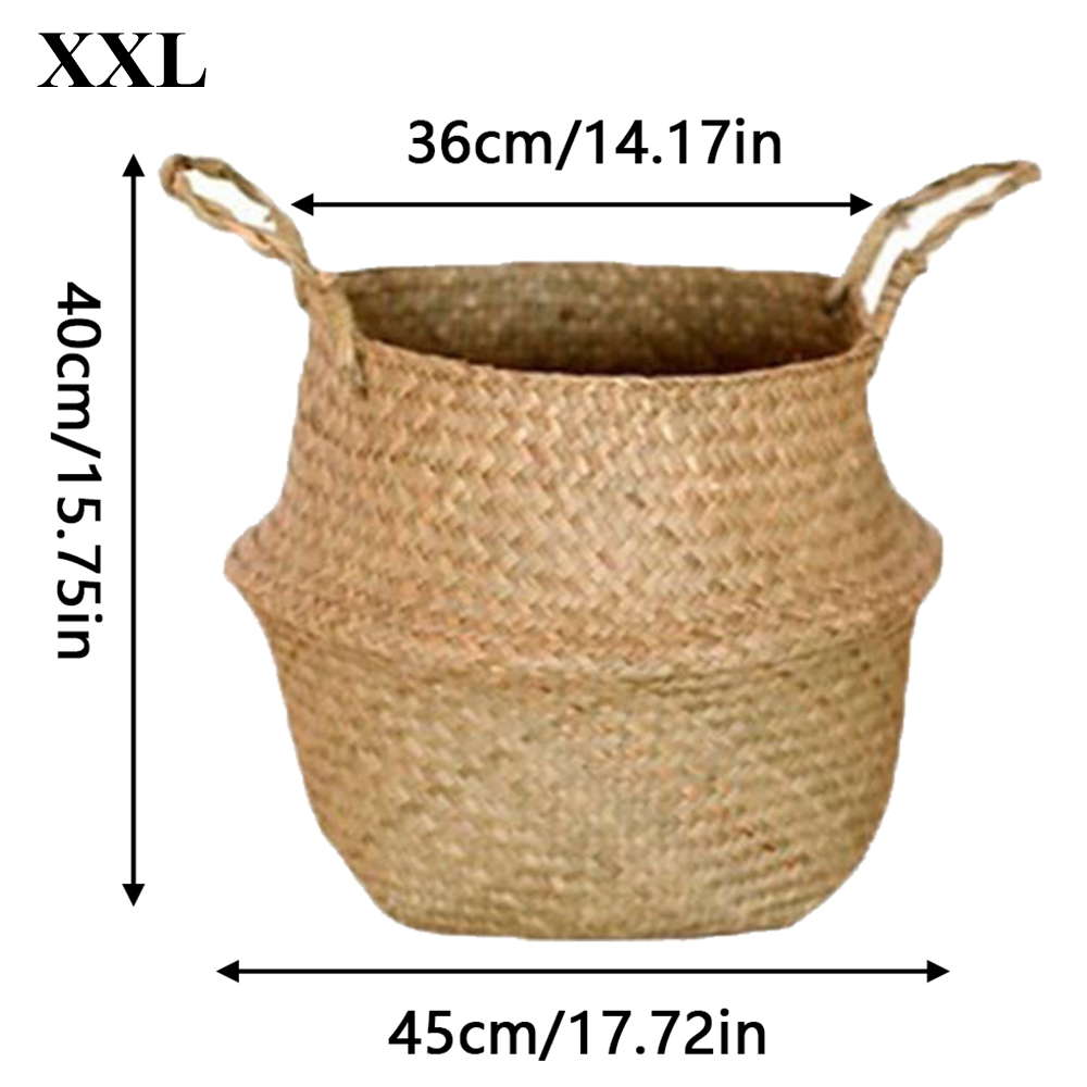 TK Cesta De Hierba De Rattan Para Plantas Con Manijas Cesta De Almacenamiento De Flores Colgante Decoración De Hogar Y Ropa Cesta De Lavandería Estilo Pastoral