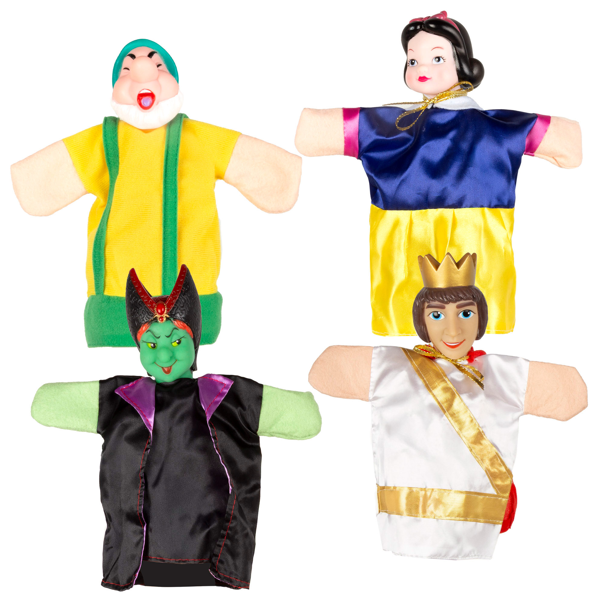 COLORBABY Cucu Show - Marionetas de Los tres cerditos, Caperucita Roja, Blancanieves o Pinocho, con 4 títeres de 25 cm, hecho con materiales suaves y seguros, ideal para inventar escenas o historias, juego infantil perfecto para pasar tiempo en familia