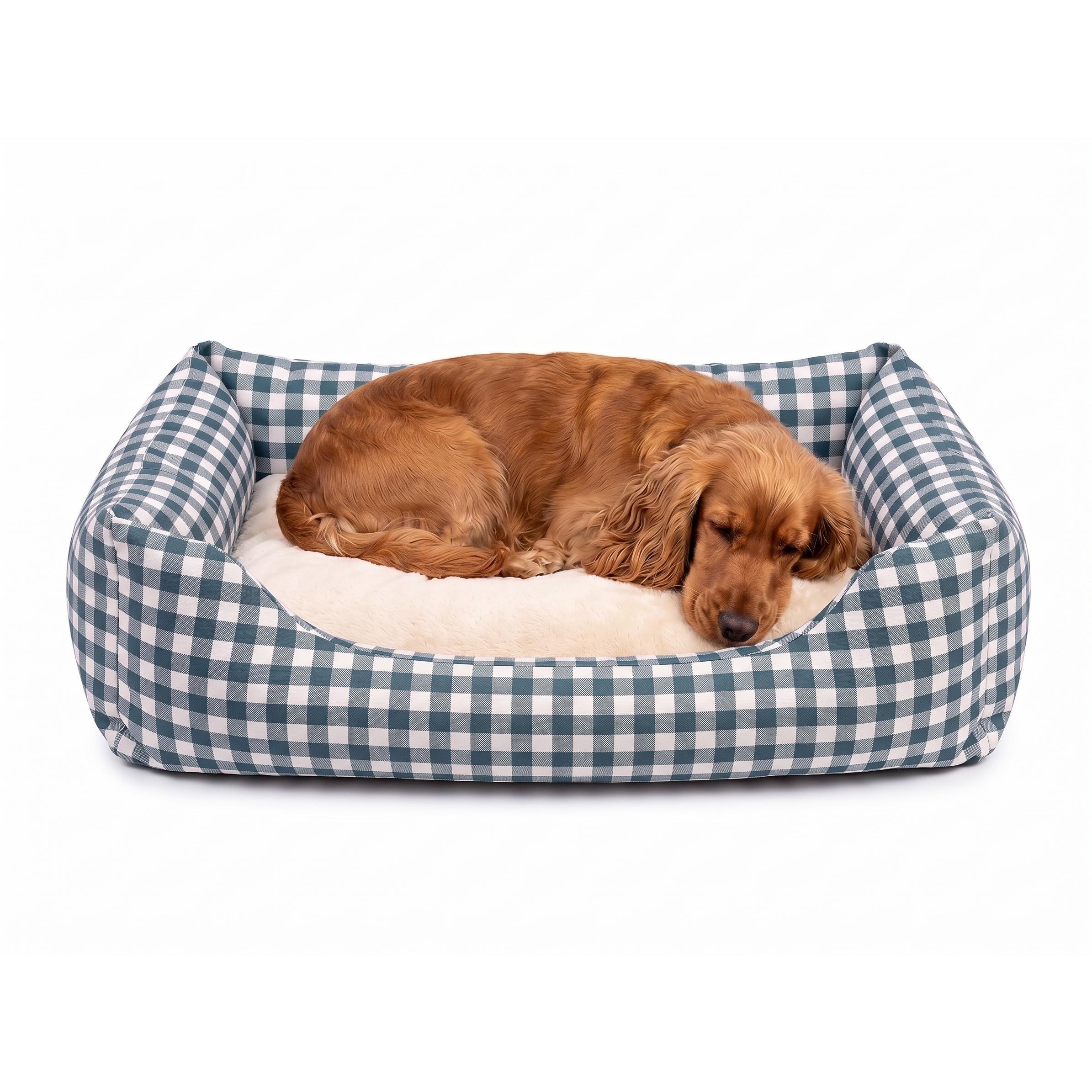 Cama para perros medianos, perros pequeños y gatos con relleno viscoelástico híbrido, cojín reversible coralina 80x60 cm