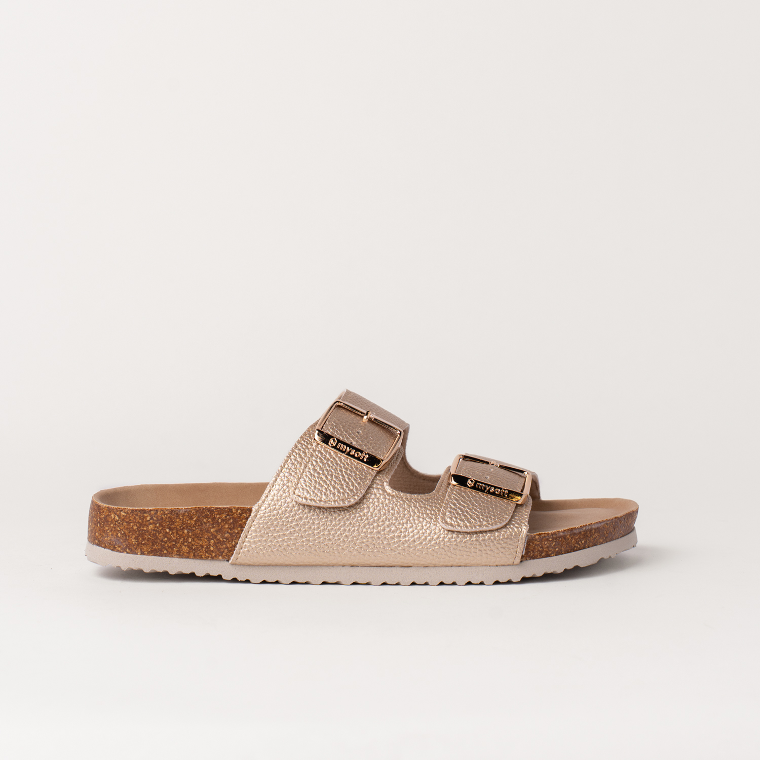 Mysoft 25M075 Sandalias planas de mujer doble hebilla