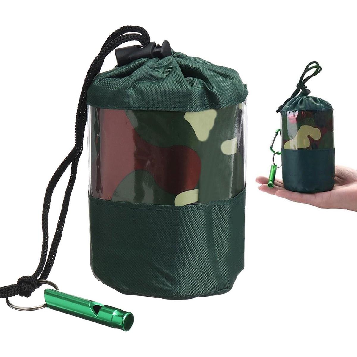 Saco de dormir de emergencia - saco vivac de supervivencia - primeros auxilios - manta de rescate - impermeable - manta de emergencia - tienda de campaña tubular cálida - ultraligera - resistente al calor - protección contra el frío - tienda de campaña de