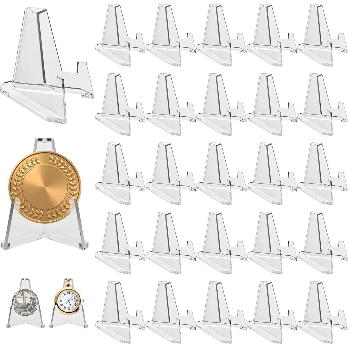 Om Home Expositor de monedas - 24 piezas - Soporte para monedas - Tarjetero - Soporte apto para tarjetas - Tarjetero - Soportes para monedas - Transparente - Tarjetero de visita - Soporte para monedas - Estante para tarjetas - Tarjetero - Apto para Pokémo