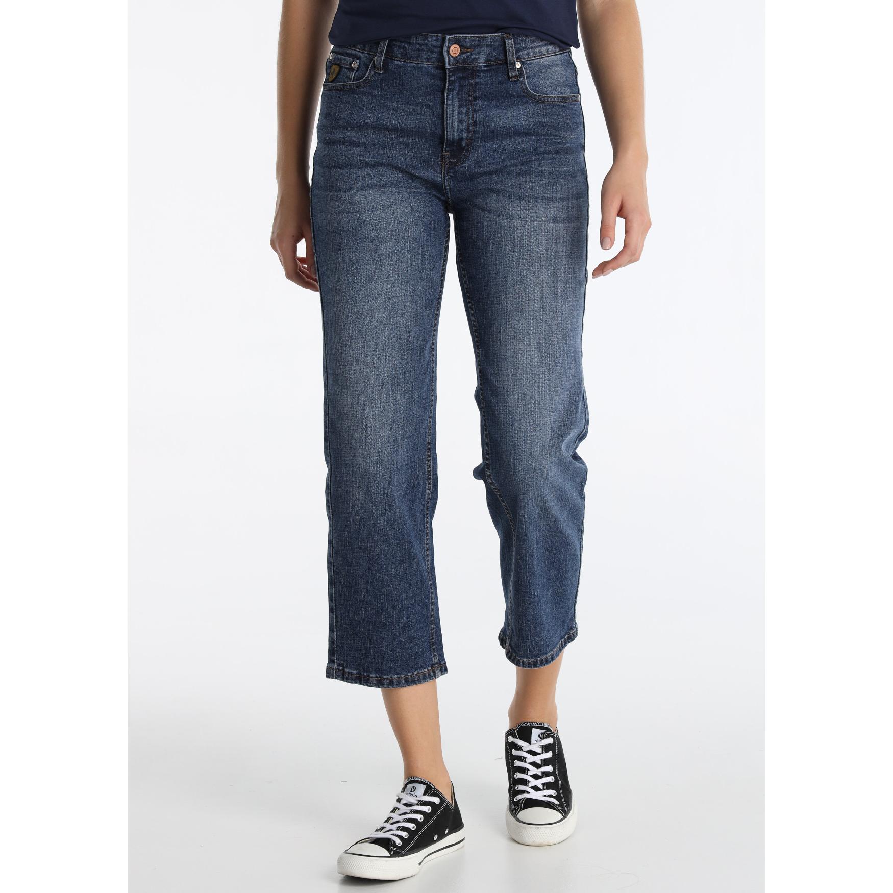 LOIS JEANS - Jeans Straight Crop en Denim Azul Oscuro con Elástico - Tallaje en Pulgadas- Tallaje en Pulgadas