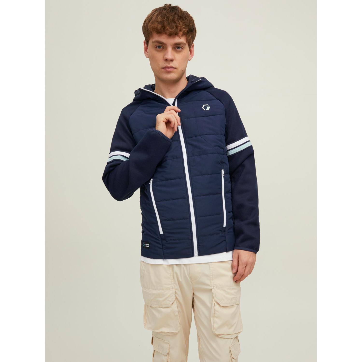 Jack & Jones mod. 12205616 Chaqueta alcochada combinada con capucha