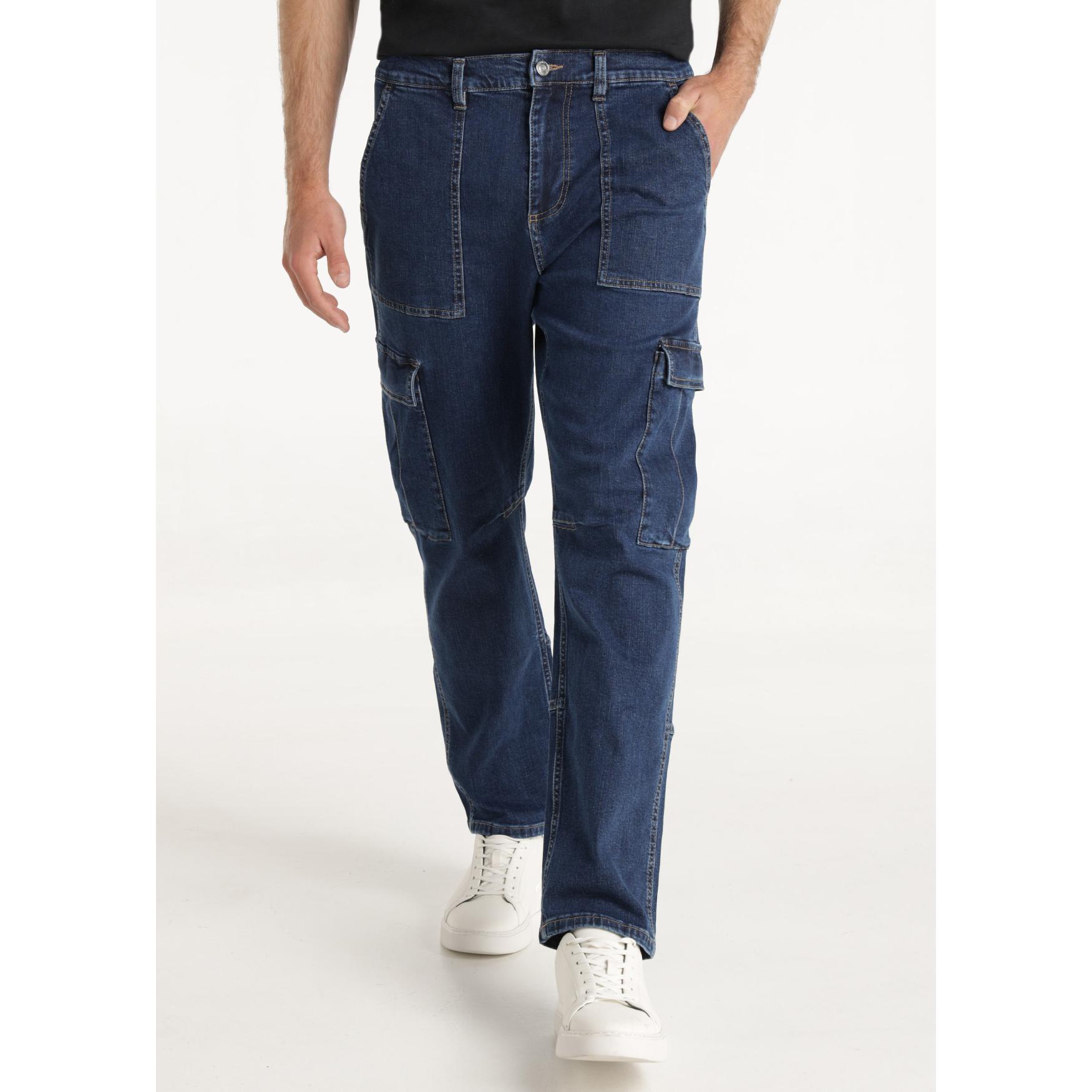 SIX VALVES - Jeans lavado medio bolsillos cargo - Baggy fit - Tiro medio - Tallaje en Pulgadas- Tallaje en Pulgadas