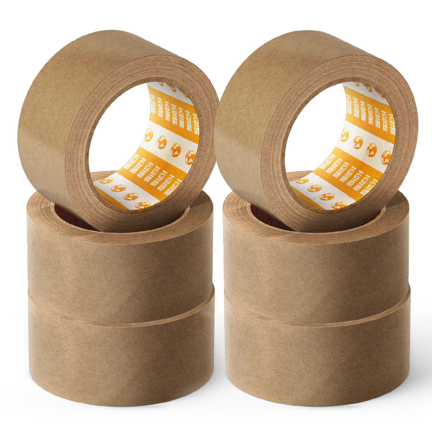 Cinta Embalar, Cinta Adhesiva Kraft, Cinta de Embalaje para Cajas Mudanza y de Envío, Cinta de Embalar de Papel Kraft Tamaños Variables Rollo Cinta Papel Kraft - SIDI