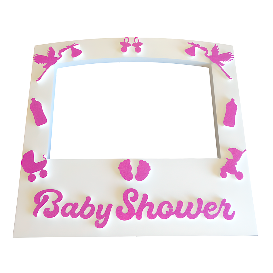 Glotomania - Photocall Dummie Baby Shower Rosa - 80x75cm - Porexpam Expandido