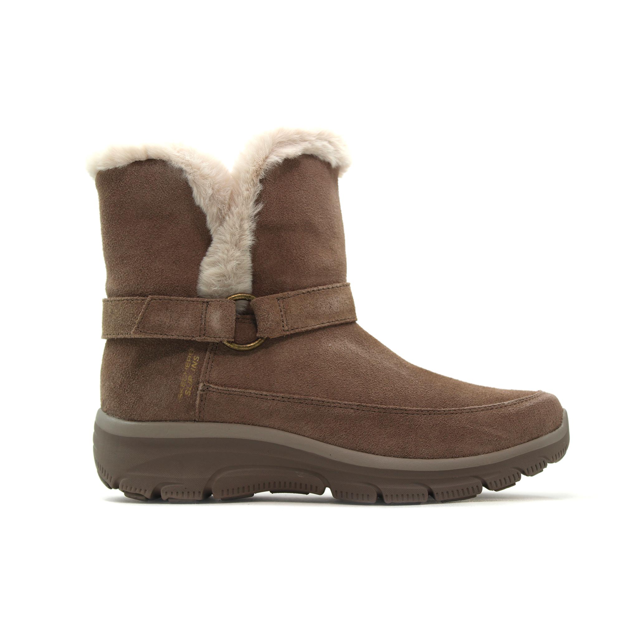 Skechers 168051 Botín con cuña,pelo por dentro,botas de media caña,ante sintético para señora