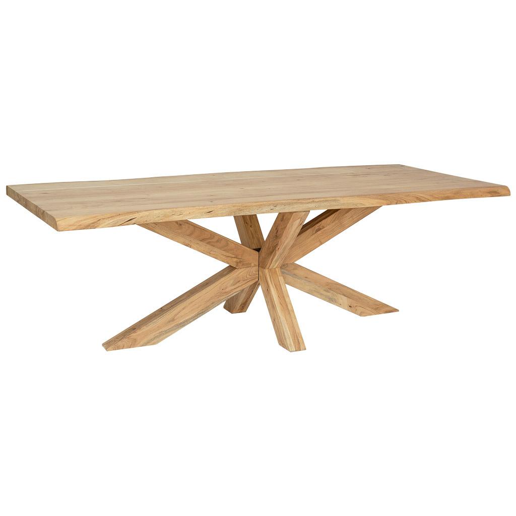 Mesa de comedor de madera de acacia, color natural 240x100x77h cm