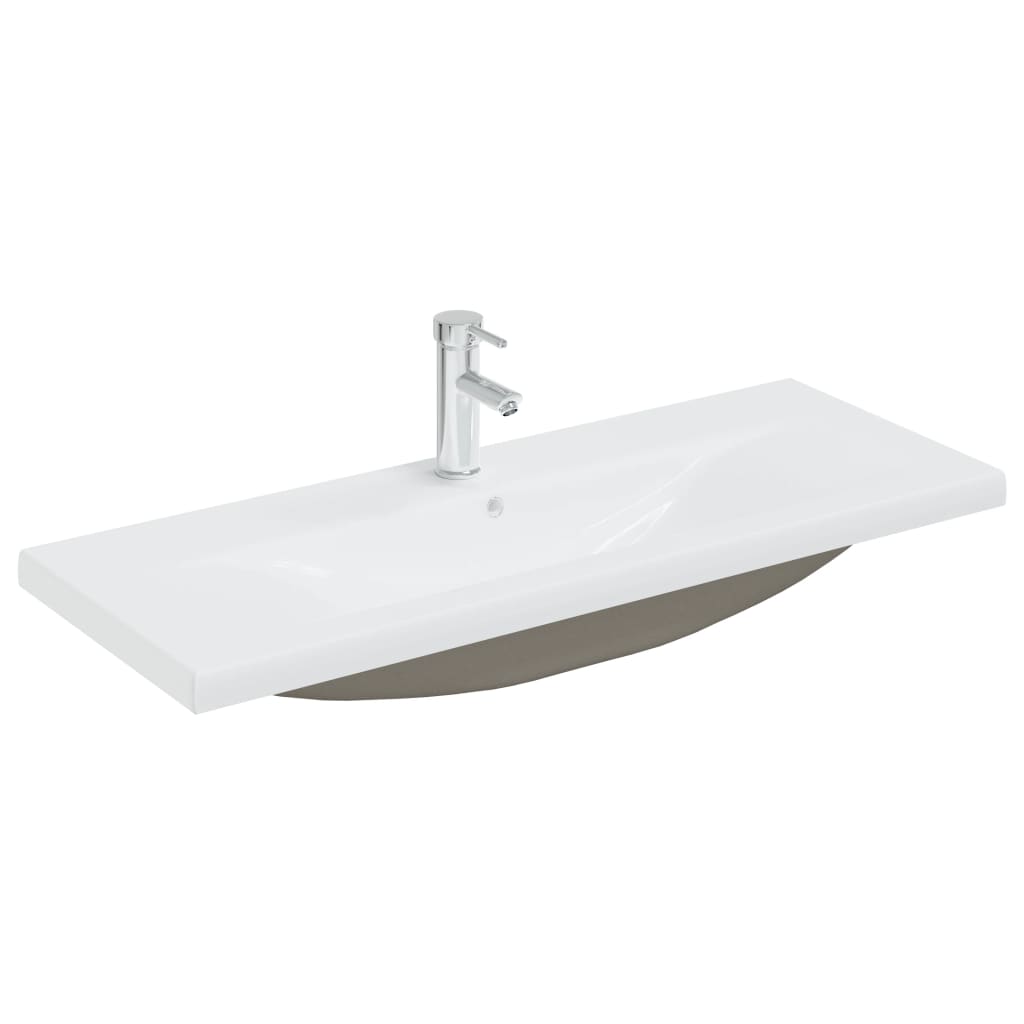 vidaXL Lavabo Empotrado con Grifo Lavamanos para Baño Aseo Cerámica Blanco