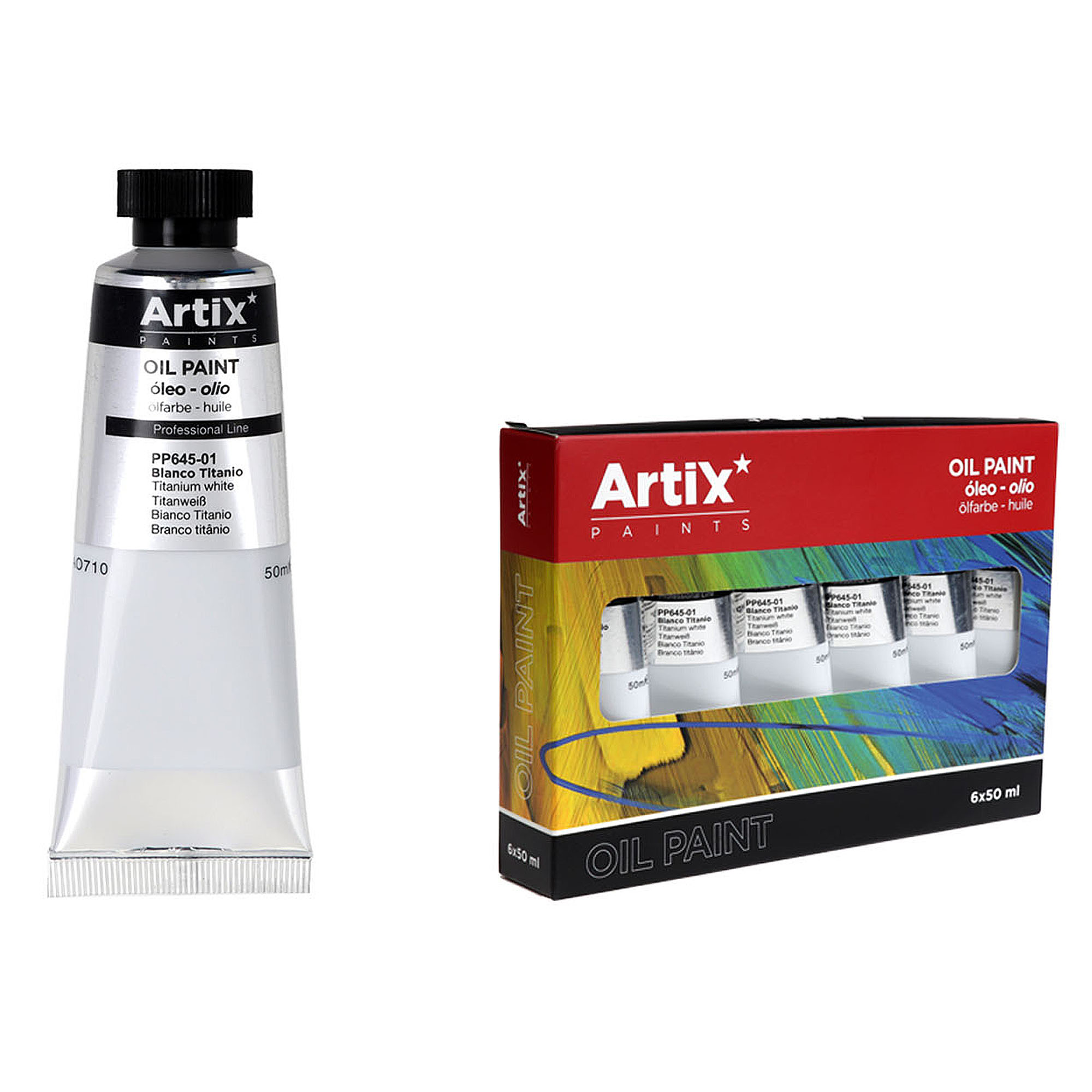 DAM Pack 6 uds PINTURA AL ÓLEO EXPERT 50 ml BLANCO TITANIO Color: Blanco