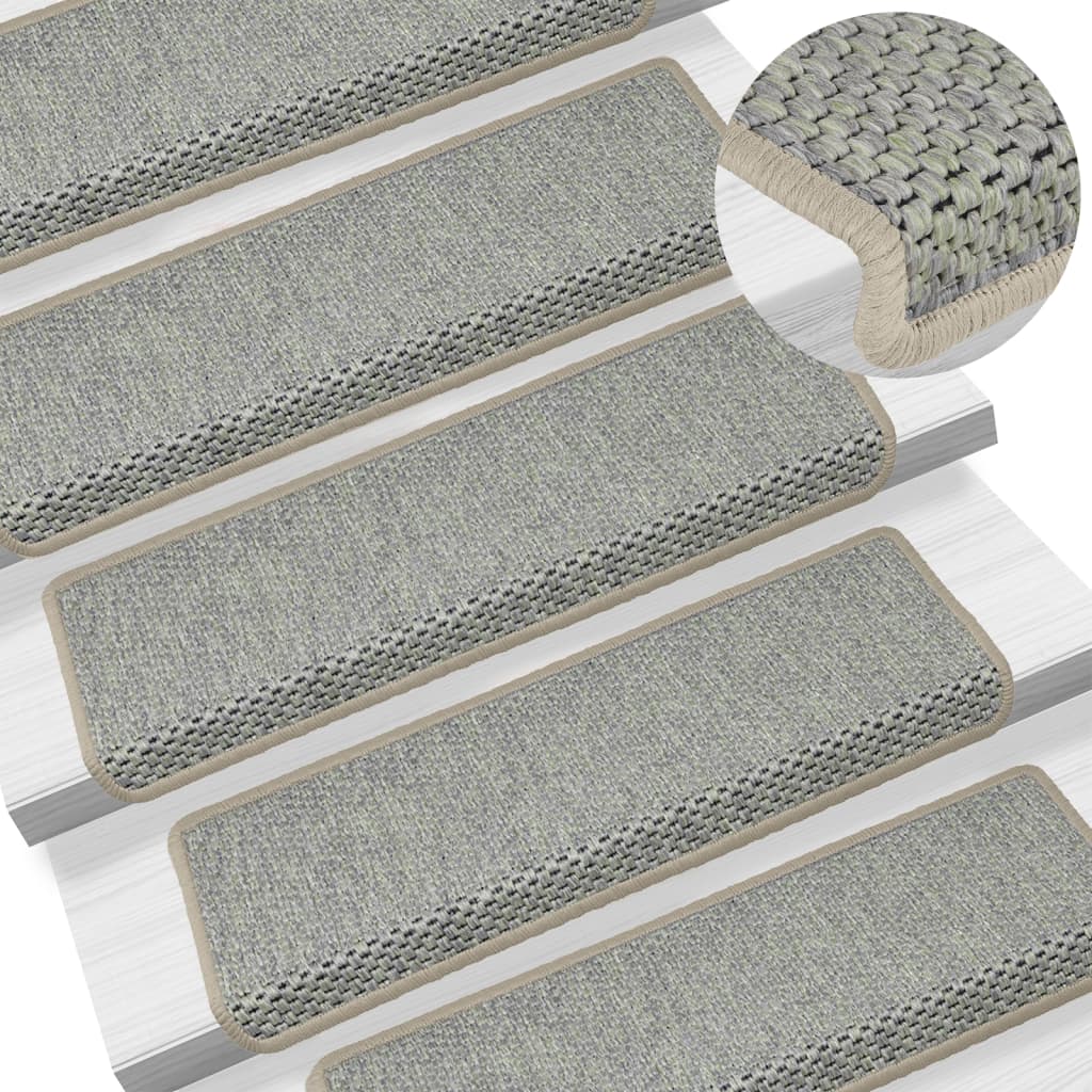 vidaXL Alfombrilla Autoadhesiva de Escalera Sisal 15 uds Protector Color Antracita, gris y beige, Plateado y mas