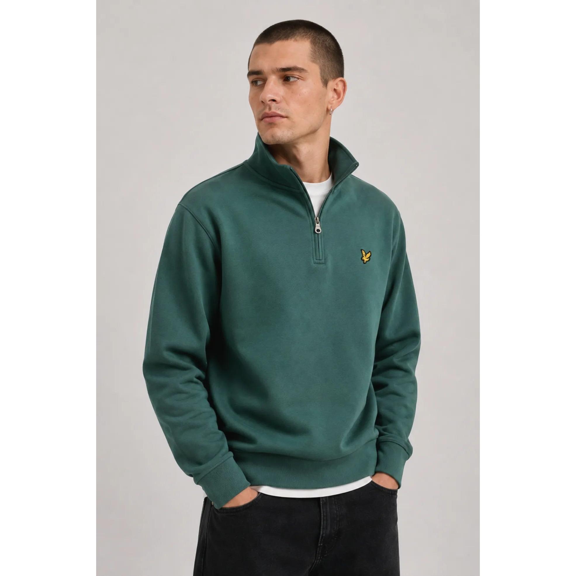 Lyle And Scott Sudadera Hombre Quarter Zip Verde