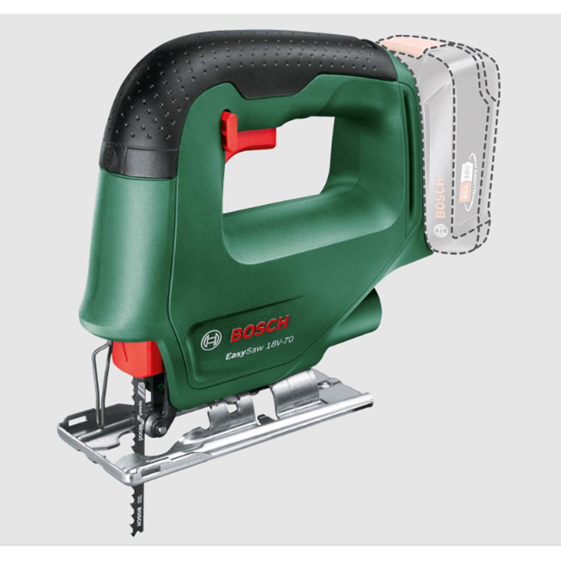 BOSCH SIERRA DE CALAR BATERIA EASYSAW 18V-70. Diseño sencillo adecuado para todo tipo de cortes en materiales finos.
