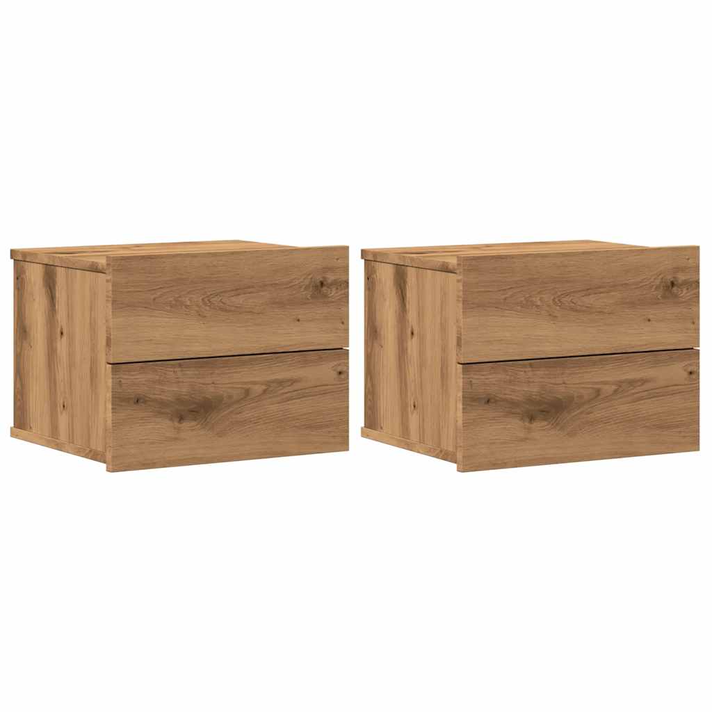 vidaXL Mesitas de noche de pared 2 uds color roble artisan 40x32x30 cm